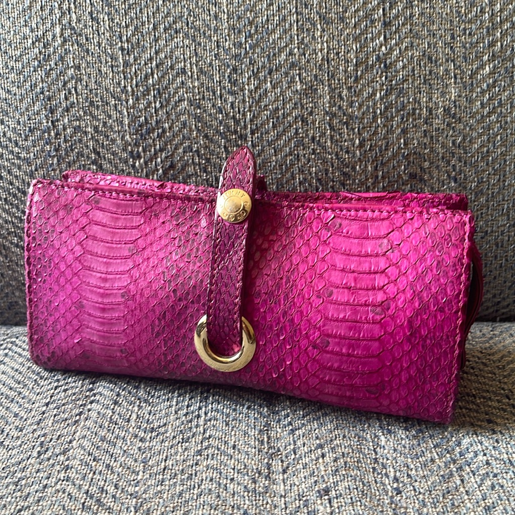 Jimmy Choo Hot Pink Snakeskin Cosmetic Bag